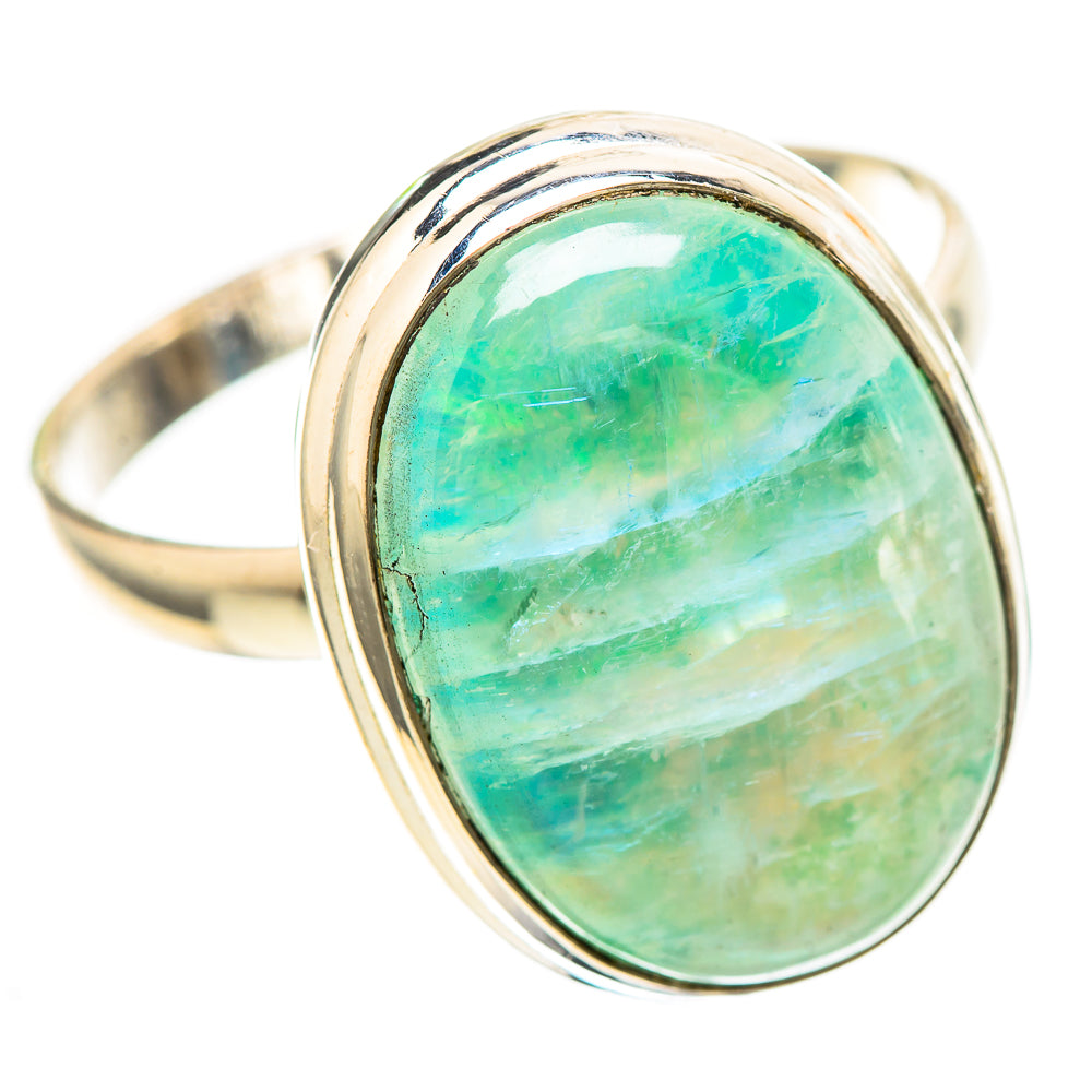 Large Green Moonstone Ring Size 13.5 (925 Sterling Silver) RING137145