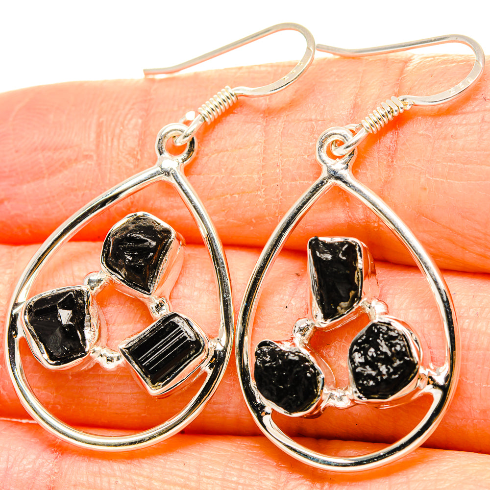 Black Tourmaline Earrings 1 3/4" (925 Sterling Silver) EARR431474