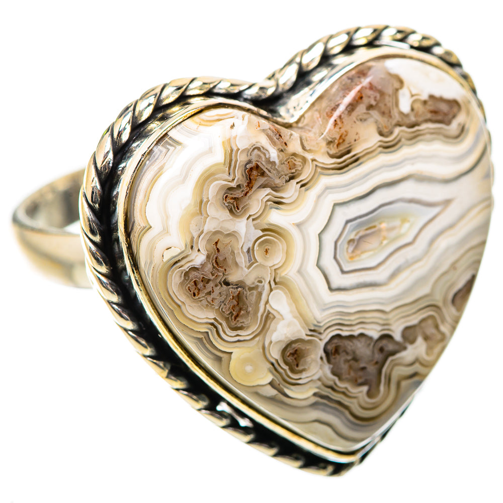 Large Laguna Lace Agate Ring Size 10.75 (925 Sterling Silver) RING135384