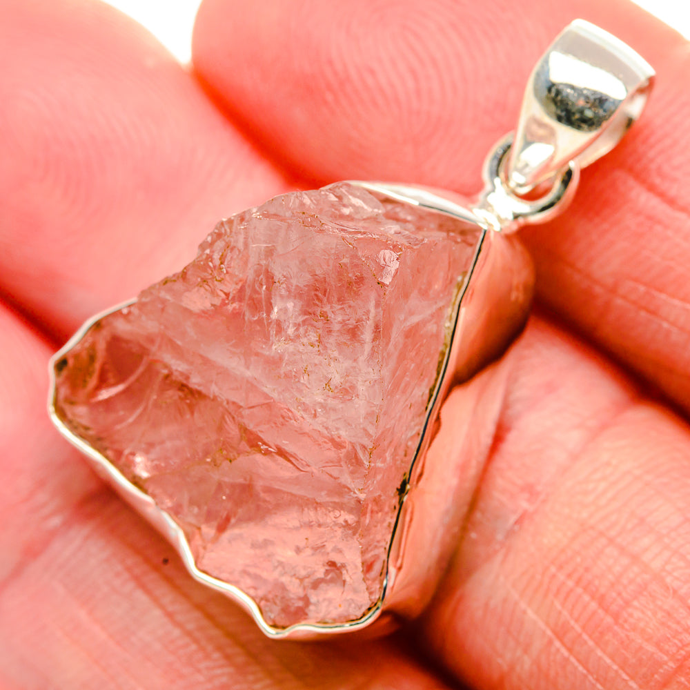 Rough Rose Quartz 925 Sterling Silver Pendant 1 3/8" (925 Sterling Silver) PD37664
