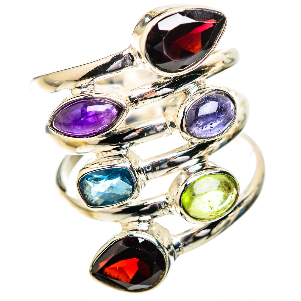 Large Garnet, Amethyst, Tanzanite, Blue Topaz, Peridot Ring Size 9.75 (925 Sterling Silver) RING135930