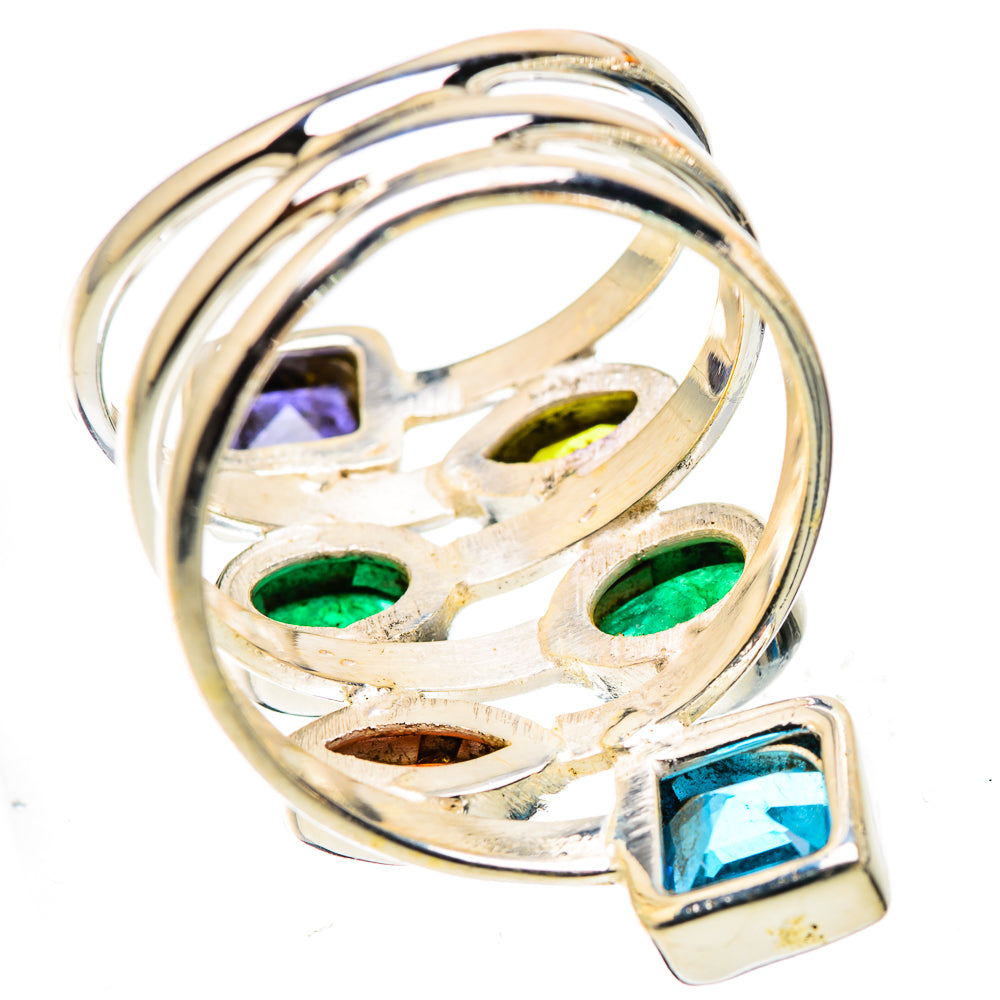 Large Blue Topaz, Emerald, Peridot, Garnet, Tanzanite Ring Size 9.75 (925 Sterling Silver) RING135788