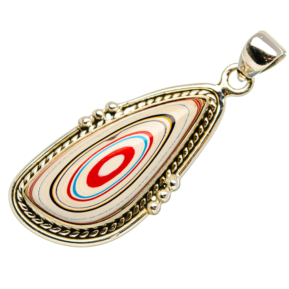Fordite 925 Sterling Silver Pendant 1 3/4" (925 Sterling Silver) PD37685