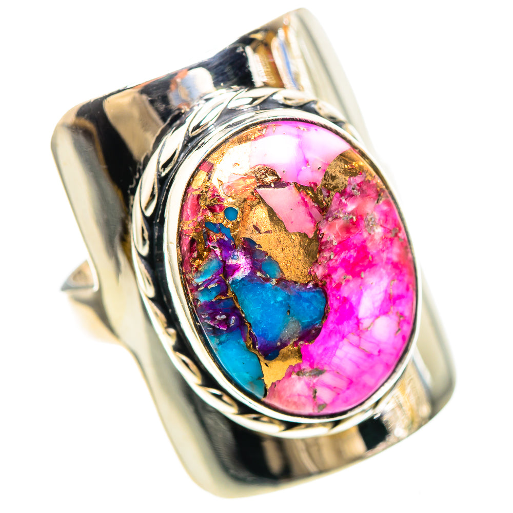 Kingman Pink Dahlia Turquoise Ring Size 7 (925 Sterling Silver) RING137047
