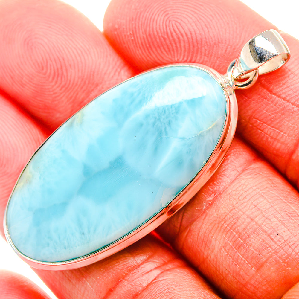 Larimar 925 Sterling Silver Pendant 2" Ana Co P37366