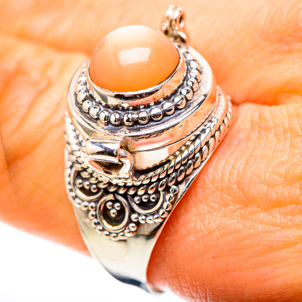 Poison Peach Moonstone Ring Size 9.75 (925 Sterling Silver) RING136569