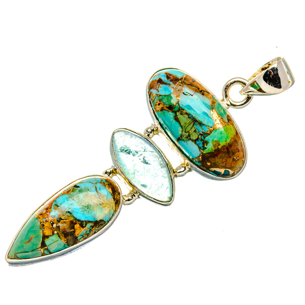 Kingman Mohave Turquoise, Aquamarine Pendant 2" (925 Sterling Silver) PD37078