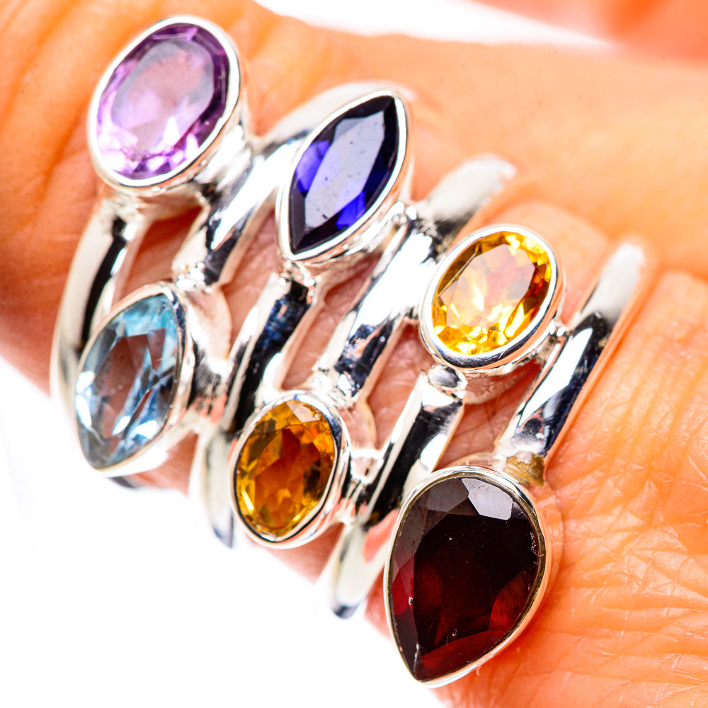 Large Garnet, Amethyst, Citrine, Tanzanite, Blue Topaz Ring Size 8.25 (925 Sterling Silver) RING136155