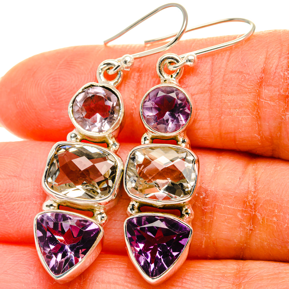 Anasilvercos Green Amethyst, Amethyst Earrings 1 7/8" (925 Sterling Silver)