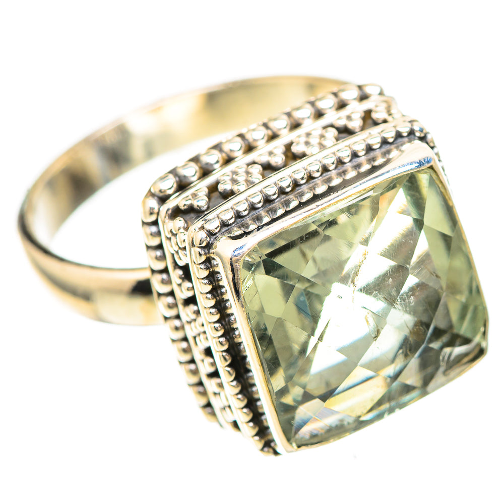 Faceted Green Amethyst 925 Sterling Silver Ring Size 8.25 (925 Sterling Silver) RING137314