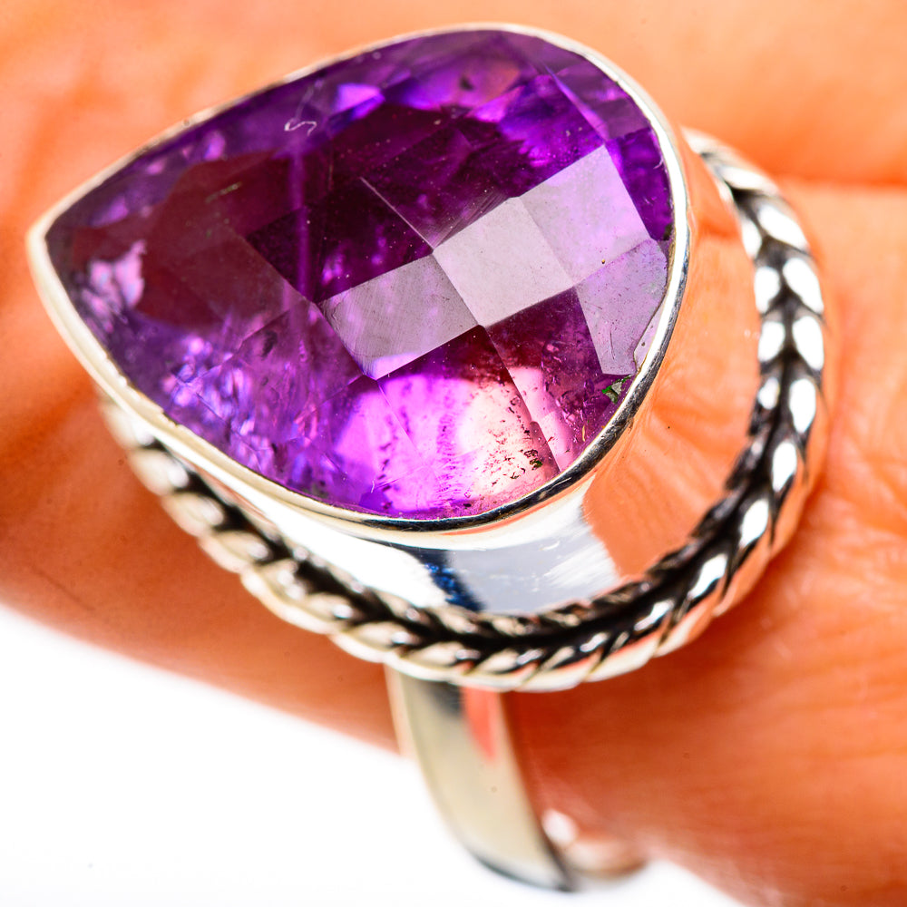 Large Faceted Amethyst Ring Size 9.75 (925 Sterling Silver) RING134704