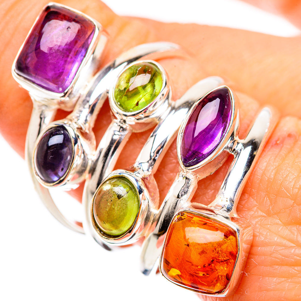 Large Amethyst, Baltic Amber, Peridot, Tanzanite Ring Size 9.75 (925 Sterling Silver) RING135341