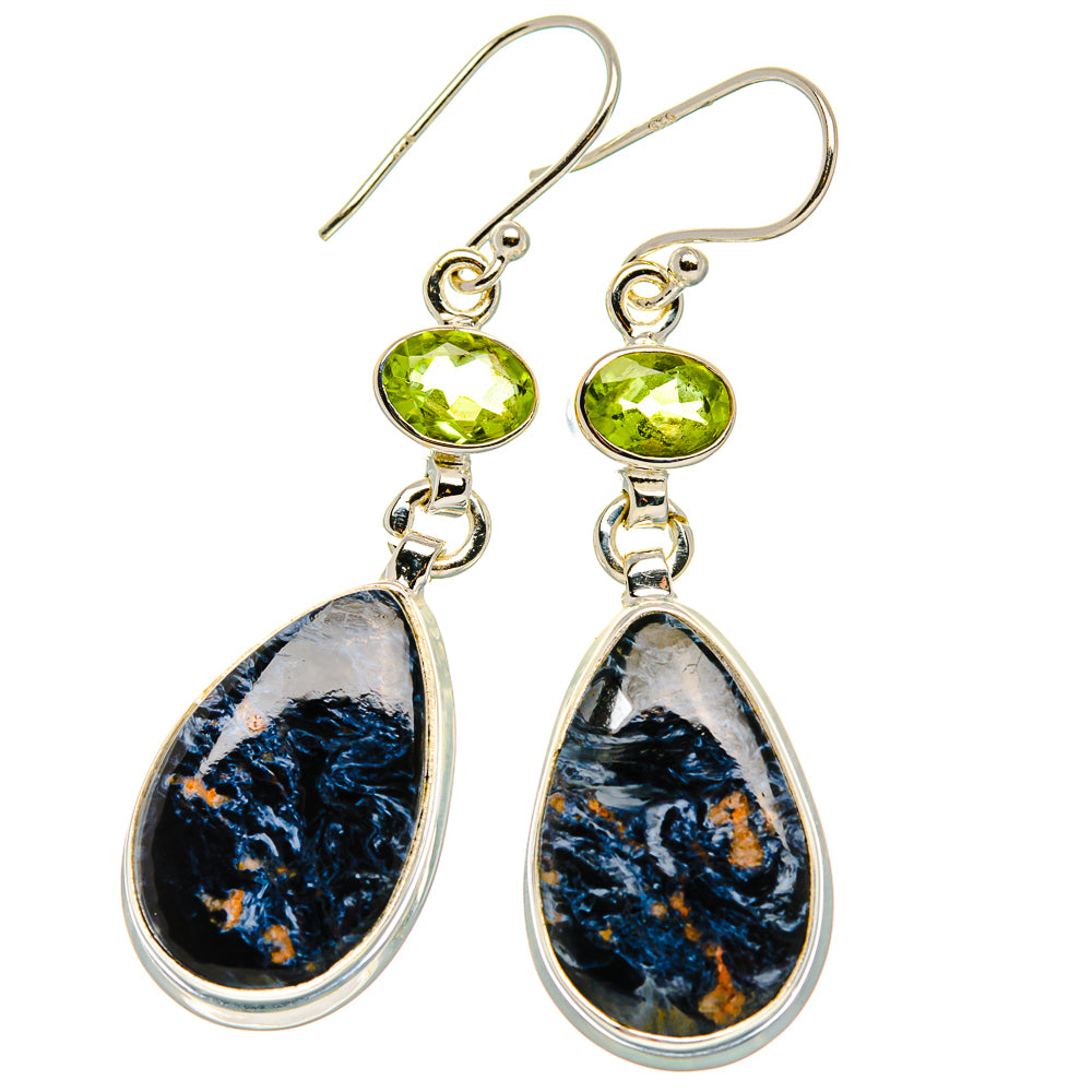 Pietersite, Peridot Earrings 2"  (925 Sterling Silver) EARR431632