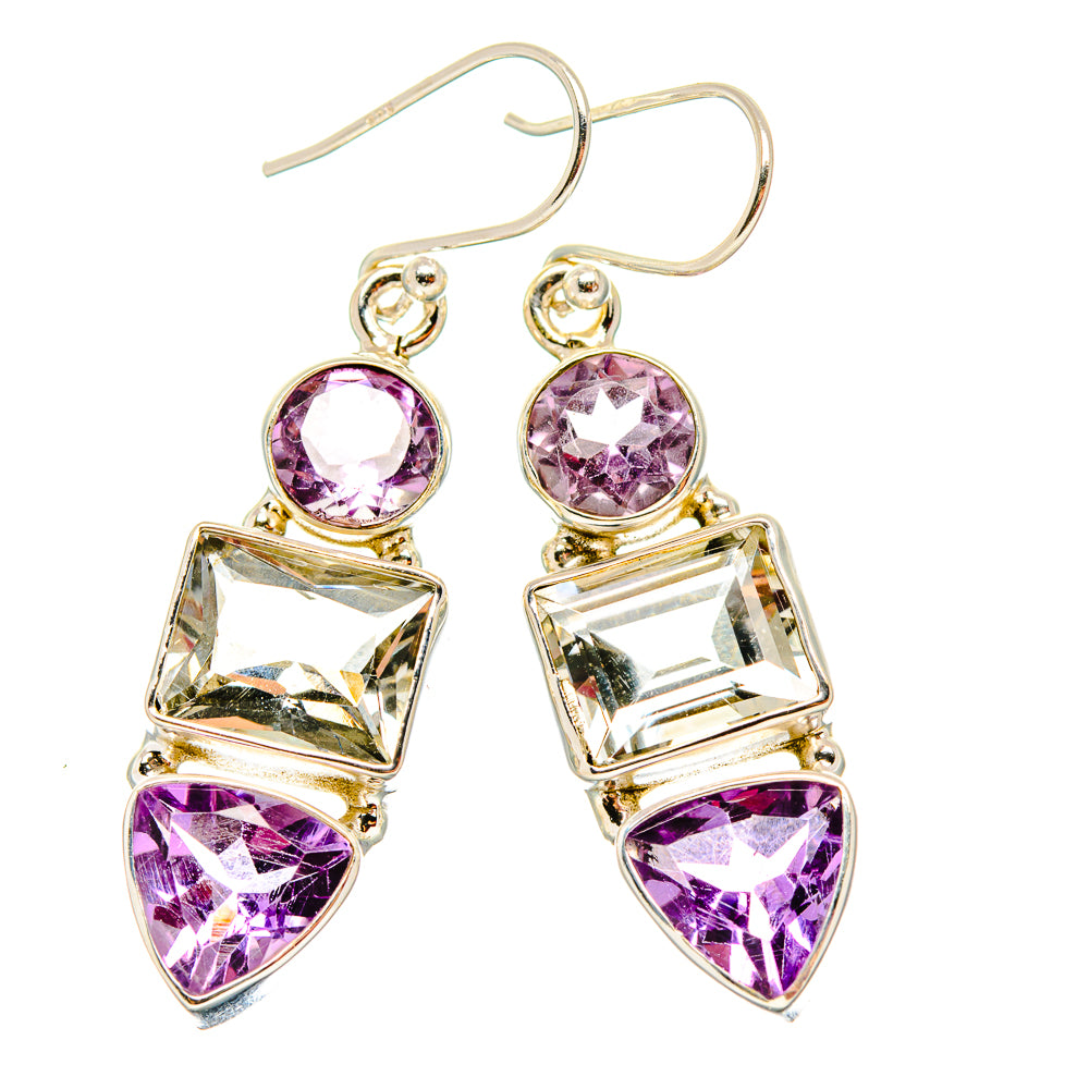 White Quartz, Amethyst Earrings 1 3/4" (925 Sterling Silver) EARR431597