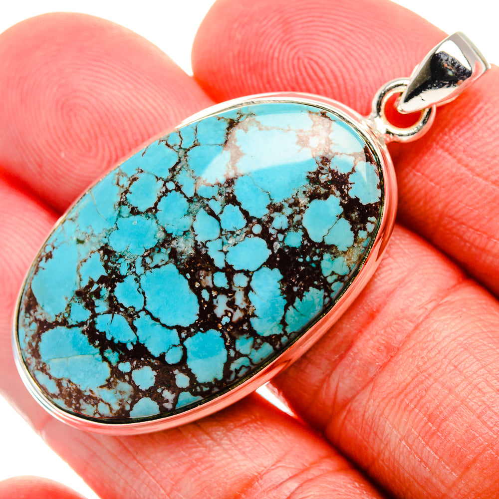 Tibetan Turquoise Pendant 2" (925 Sterling Silver) PD37027