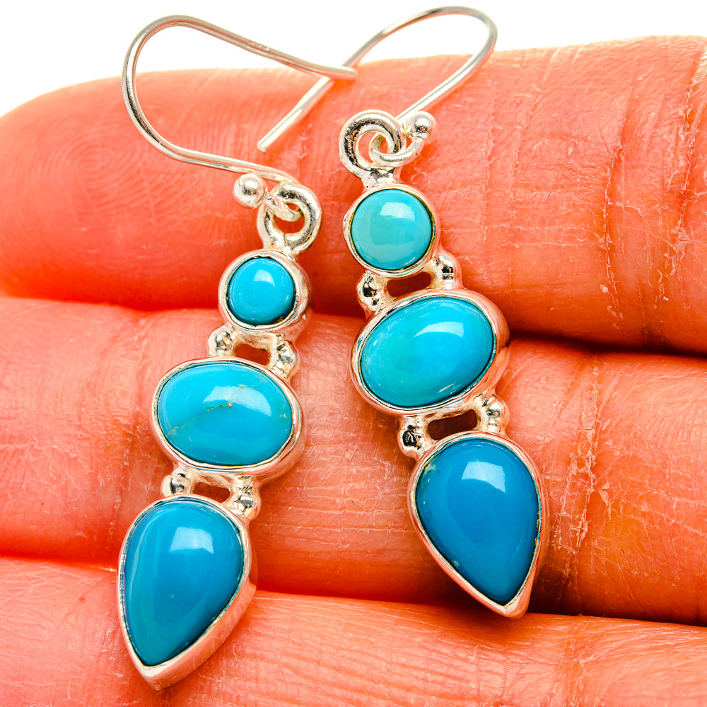 Sleeping Beauty Turquoise Earrings 1 3/4"  (925 Sterling Silver) EARR431645
