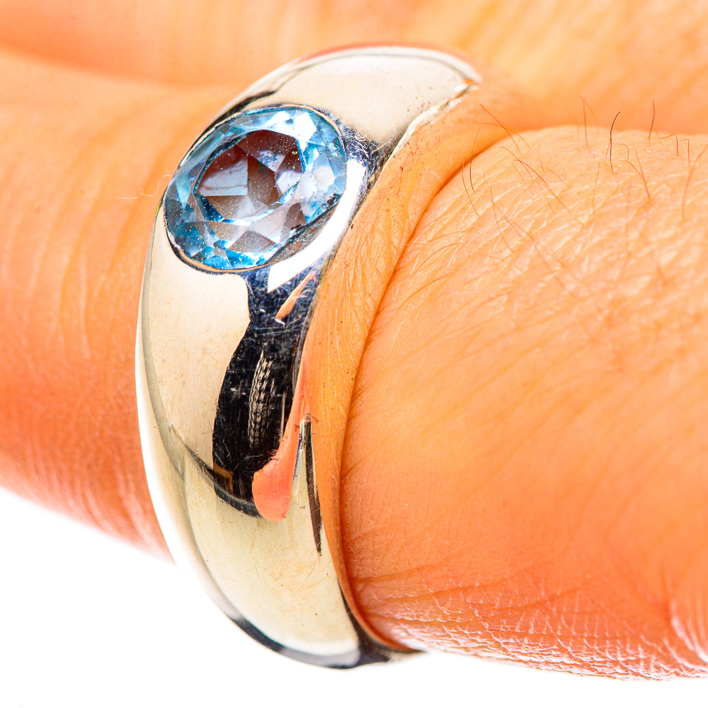 Anasilvercos Blue Topaz Ring Size 7.75 (925 Sterling Silver)