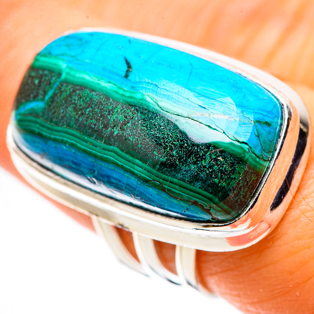 Large Malachite In Chrysocolla Ring Size 7.25 (925 Sterling Silver) RING136099