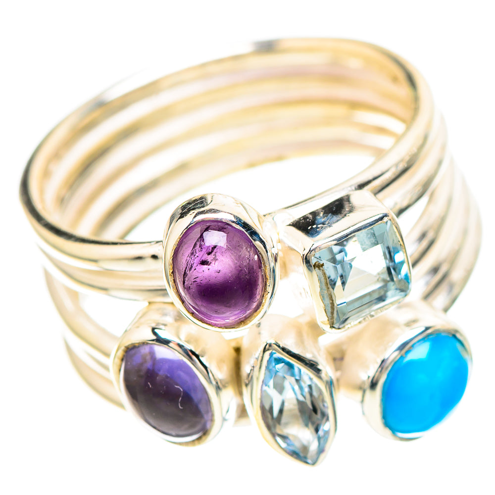 Larimar, Amethyst, Blue Topaz, Tanzanite Ring Size 6 (925 Sterling Silver) RING137021