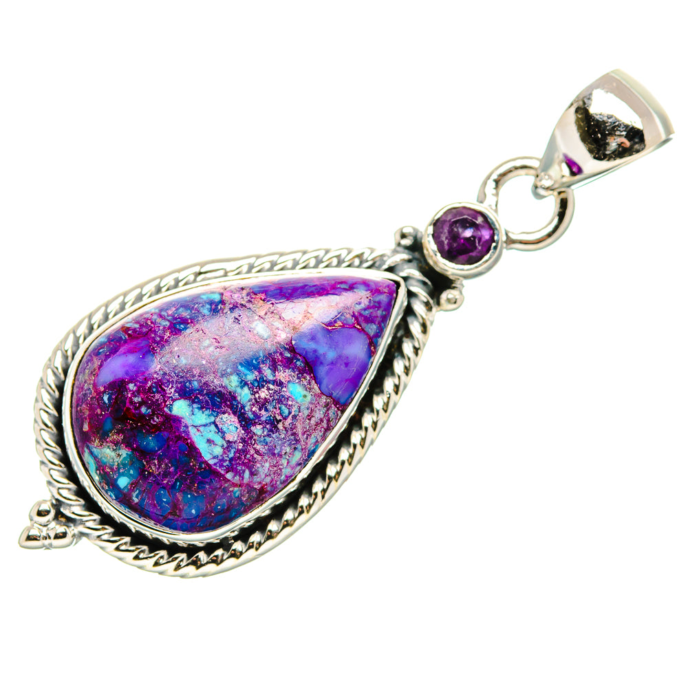 Purple Copper Composite Turquoise, Amethyst Pendant 1 3/4" (925 Sterling Silver) PD36299