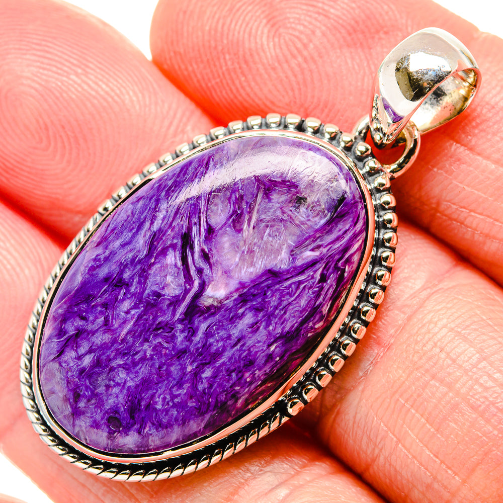 Charoite Pendant 1 3/4" (925 Sterling Silver) PD36376