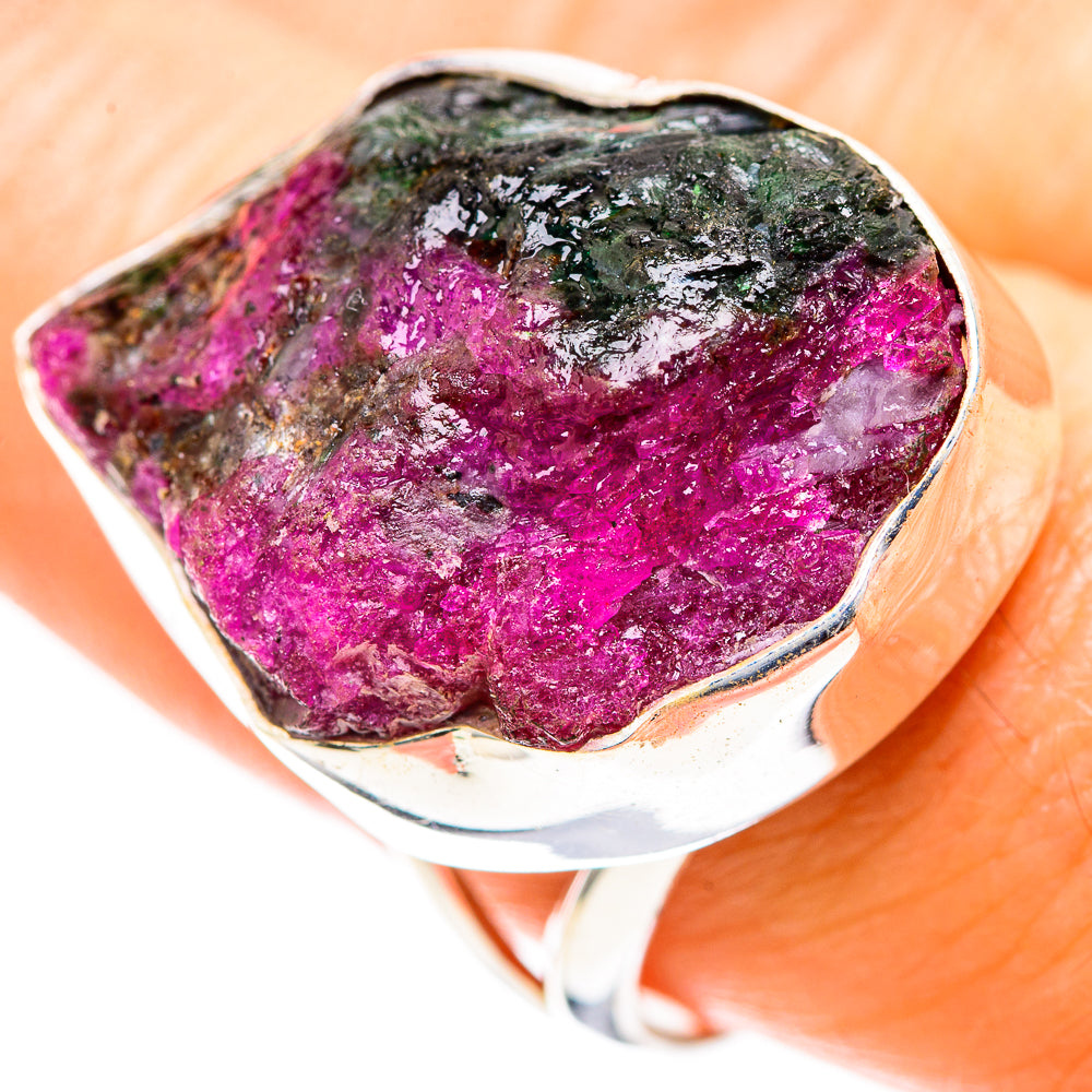Large Rough Ruby Zoisite Ring Size 8 (925 Sterling Silver) RING136758