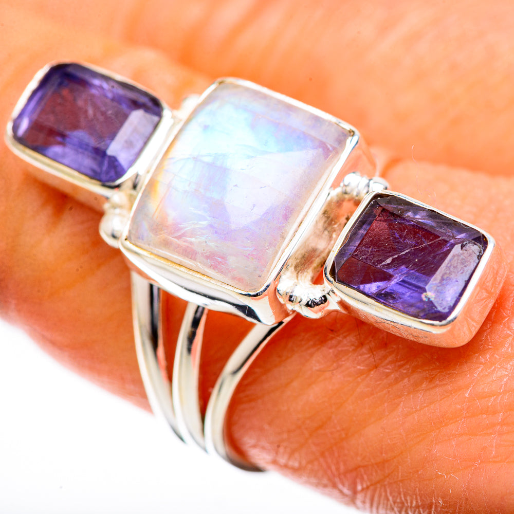 Rainbow Moonstone, Tanzanite Ring Size 8.5 (925 Sterling Silver) RING135803