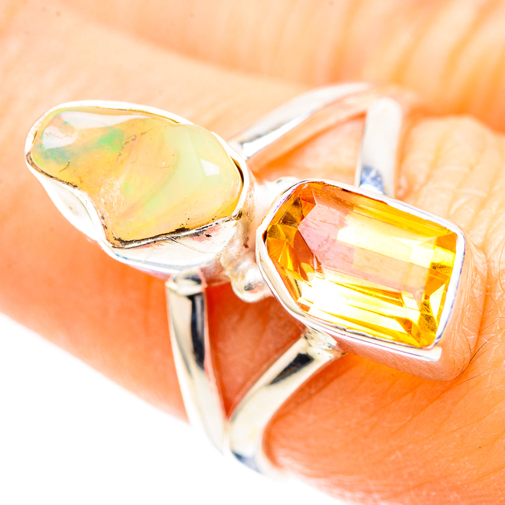 Ethiopian Opal, Citrine 925 Sterling Silver Ring Size 7.25 (925 Sterling Silver) RING137304