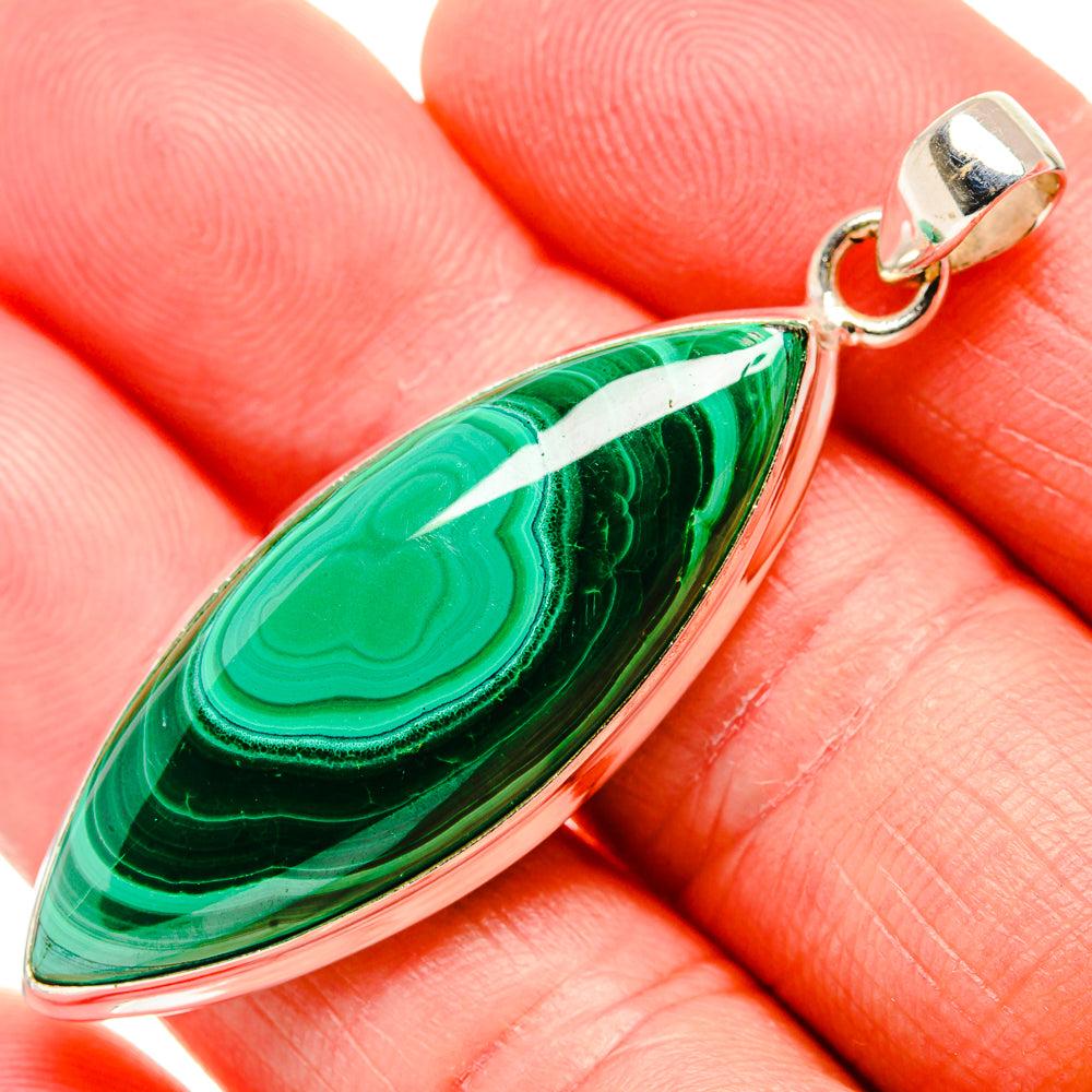 Malachite Pendant 2"  (925 Sterling Silver) PD36912