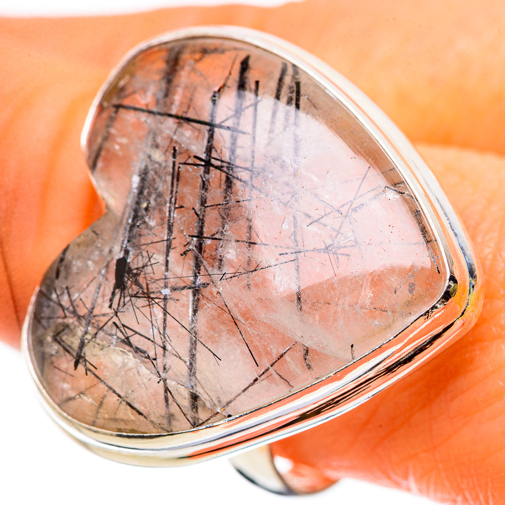 Anasilvercos Large Tourmalinated Quartz Ring Size 9.75 (925 Sterling Silver)