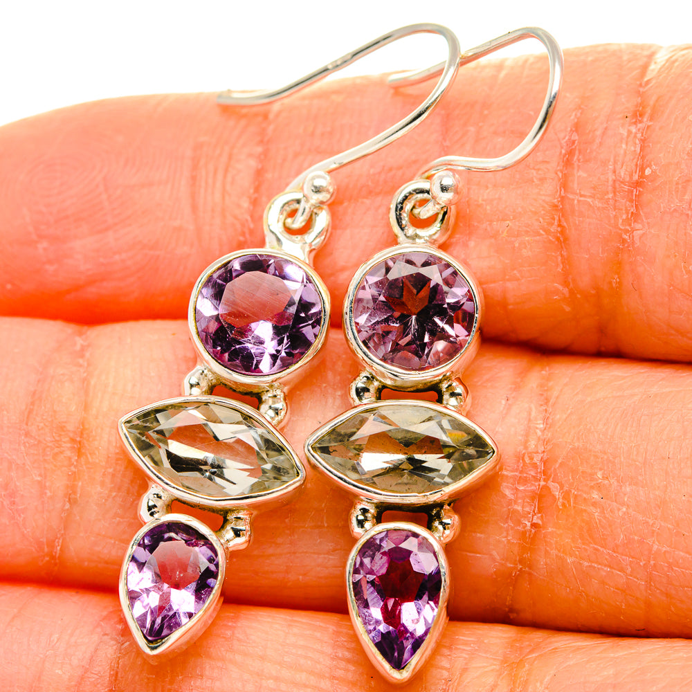 Anasilvercos Green Amethyst, Amethyst Earrings 1 1/2" (925 Sterling Silver)