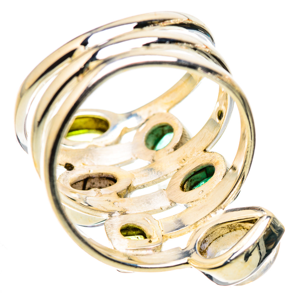 Anasilvercos Rainbow Moonstone, Emerald, Peridot, Tanzanite Ring Size 8.25 (925 Sterling Silver)