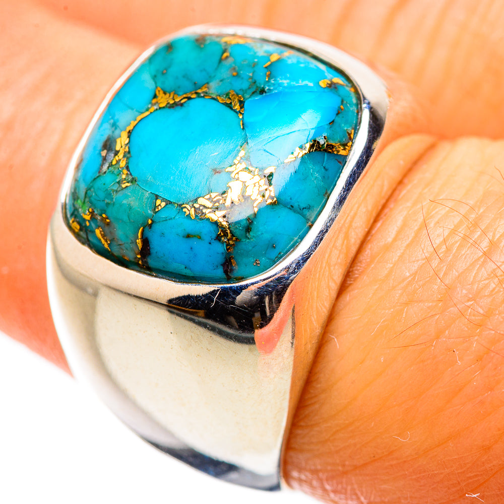 Blue Copper Composite Turquoise Ring Size 7.25 (925 Sterling Silver) RING135424