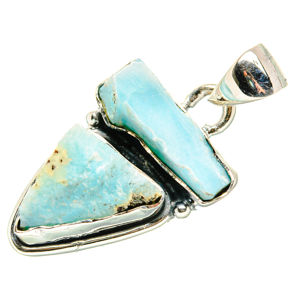 Rough Larimar Pendant 1 3/8" (925 Sterling Silver) PD36816