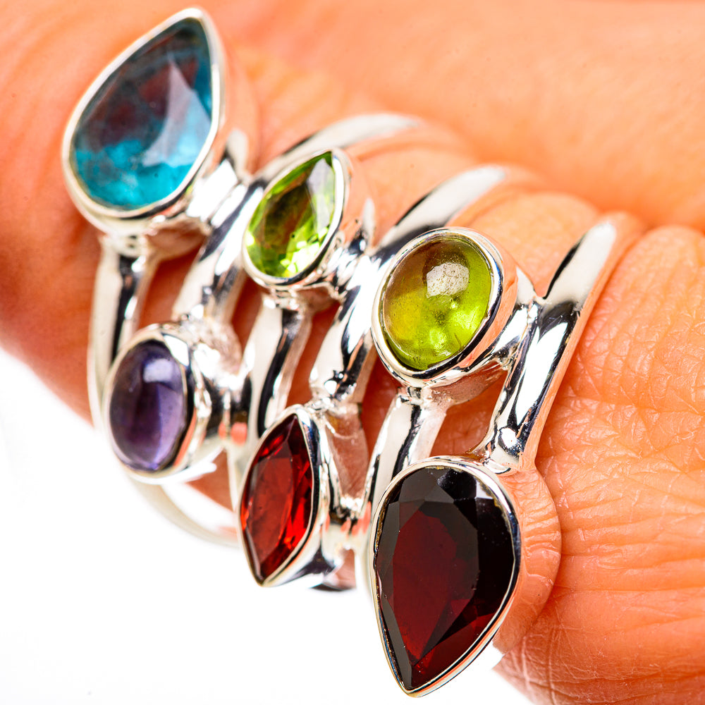 Large Garnet, Peridot, Apatite, Tanzanite Ring Size 8.75 (925 Sterling Silver) RING134746