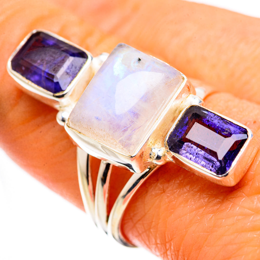 Rainbow Moonstone, Tanzanite Ring Size 8.5 (925 Sterling Silver) RING135674