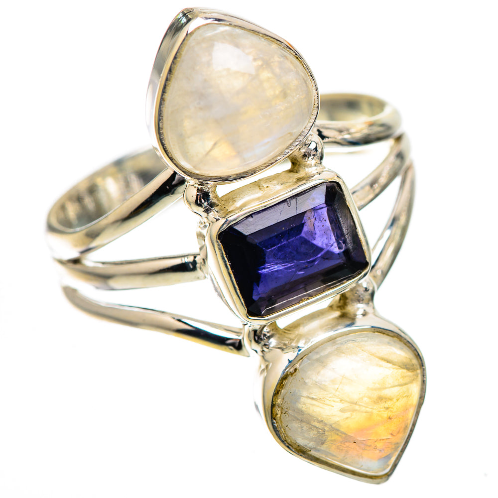 Faceted Tanzanite, Rainbow Moonstone Ring Size 10 (925 Sterling Silver) RING135855
