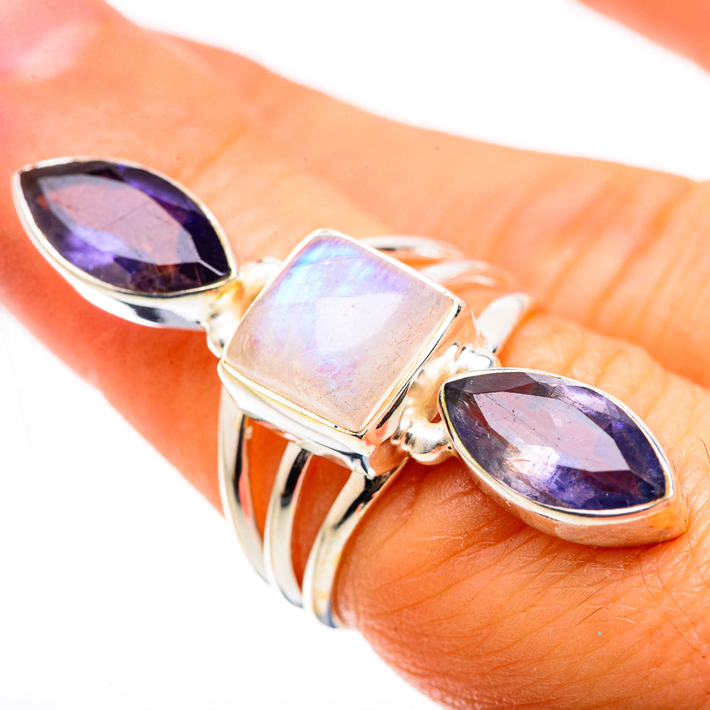 Rainbow Moonstone, Tanzanite Ring Size 6.5 (925 Sterling Silver) RING135434