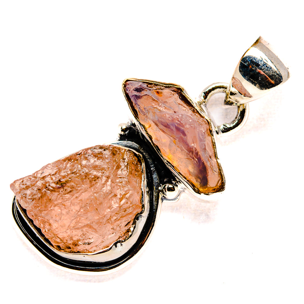 Rough Rose Quartz Pendant 1 3/8" (925 Sterling Silver) PD36759