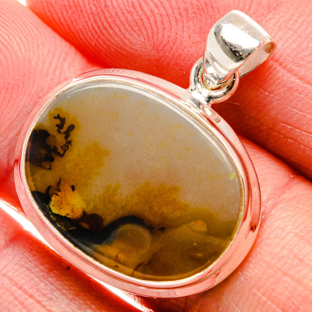 Scenic Dendritic Agate Pendant 1 1/4" (925 Sterling Silver) PD37354