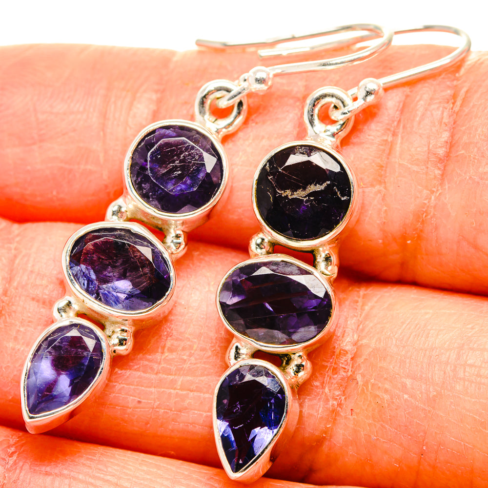 Faceted Tanzanite Earrings 1 3/4" (925 Sterling Silver) EARR431621