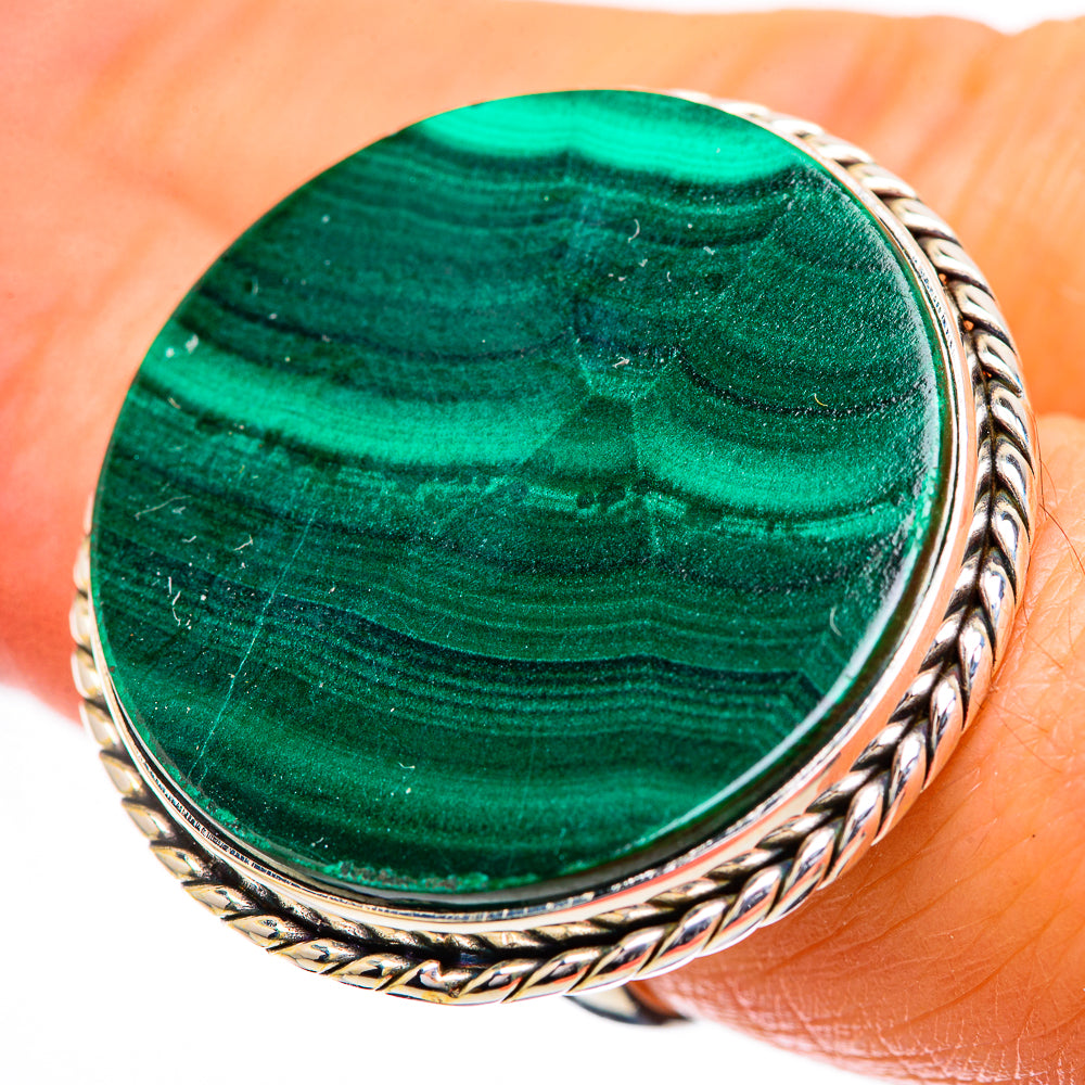 Huge Malachite Ring Size 7.5 (925 Sterling Silver) RING135910