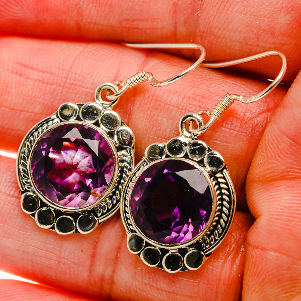 Faceted Amethyst Earrings 1 3/8" (925 Sterling Silver) EARR431834