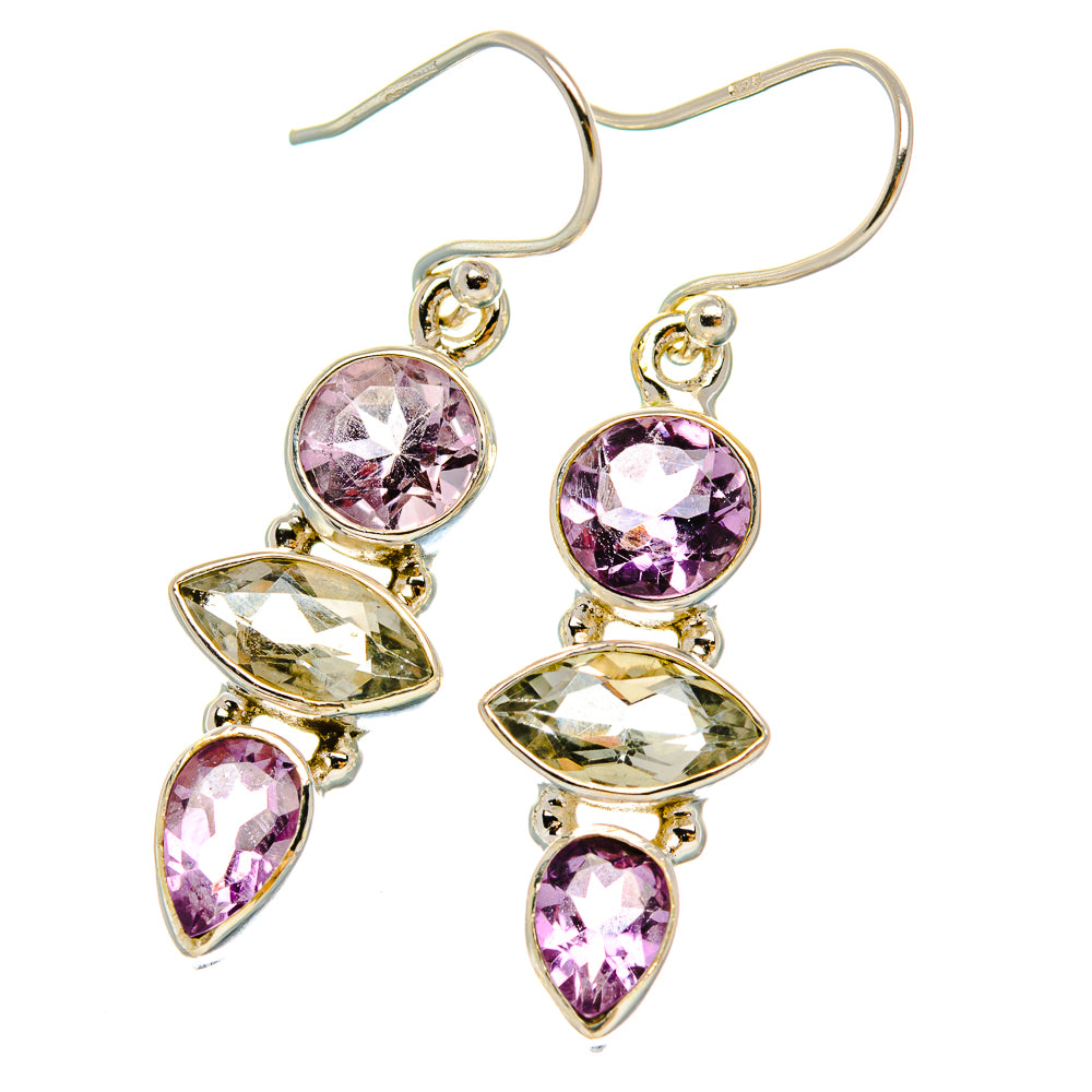Anasilvercos Green Amethyst, Amethyst Earrings 1 1/2" (925 Sterling Silver)