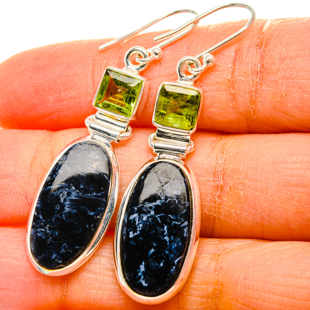 Pietersite, Peridot Earrings 2" (925 Sterling Silver) EARR431752