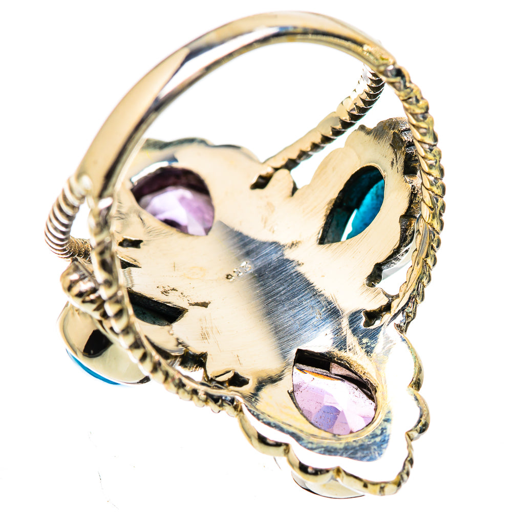 Large Faceted Amethyst, Sleeping Beauty Turquoise Ring Size 8.5 (925 Sterling Silver) RING135987