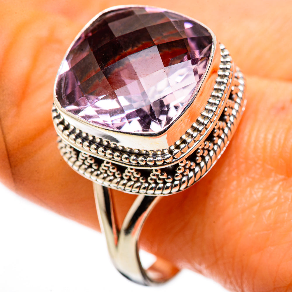 Faceted Pink Amethyst Ring Size 10.75 (925 Sterling Silver) RING135640