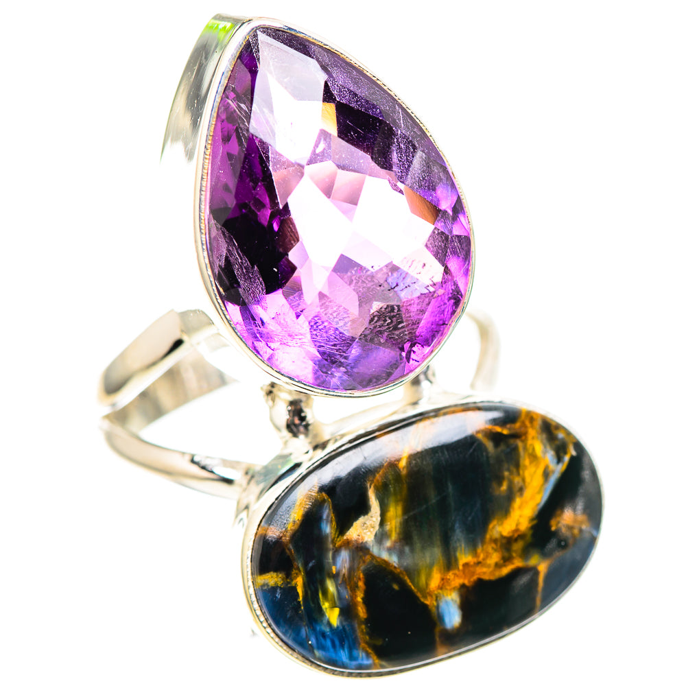 Large Pietersite, Amethyst Ring Size 7.75 (925 Sterling Silver) RING136933
