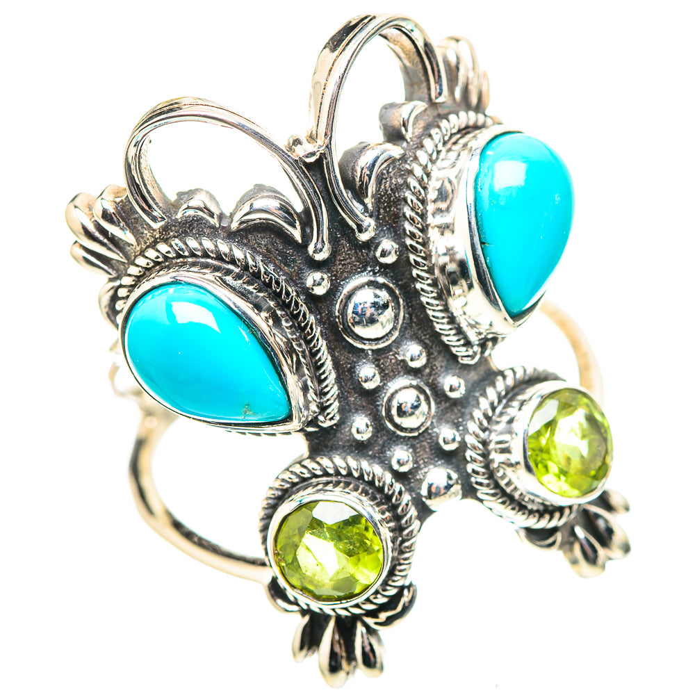 Large Sleeping Beauty Turquoise, Peridot 925 Sterling Silver Ring Size 10.75 (925 Sterling Silver) RING137531