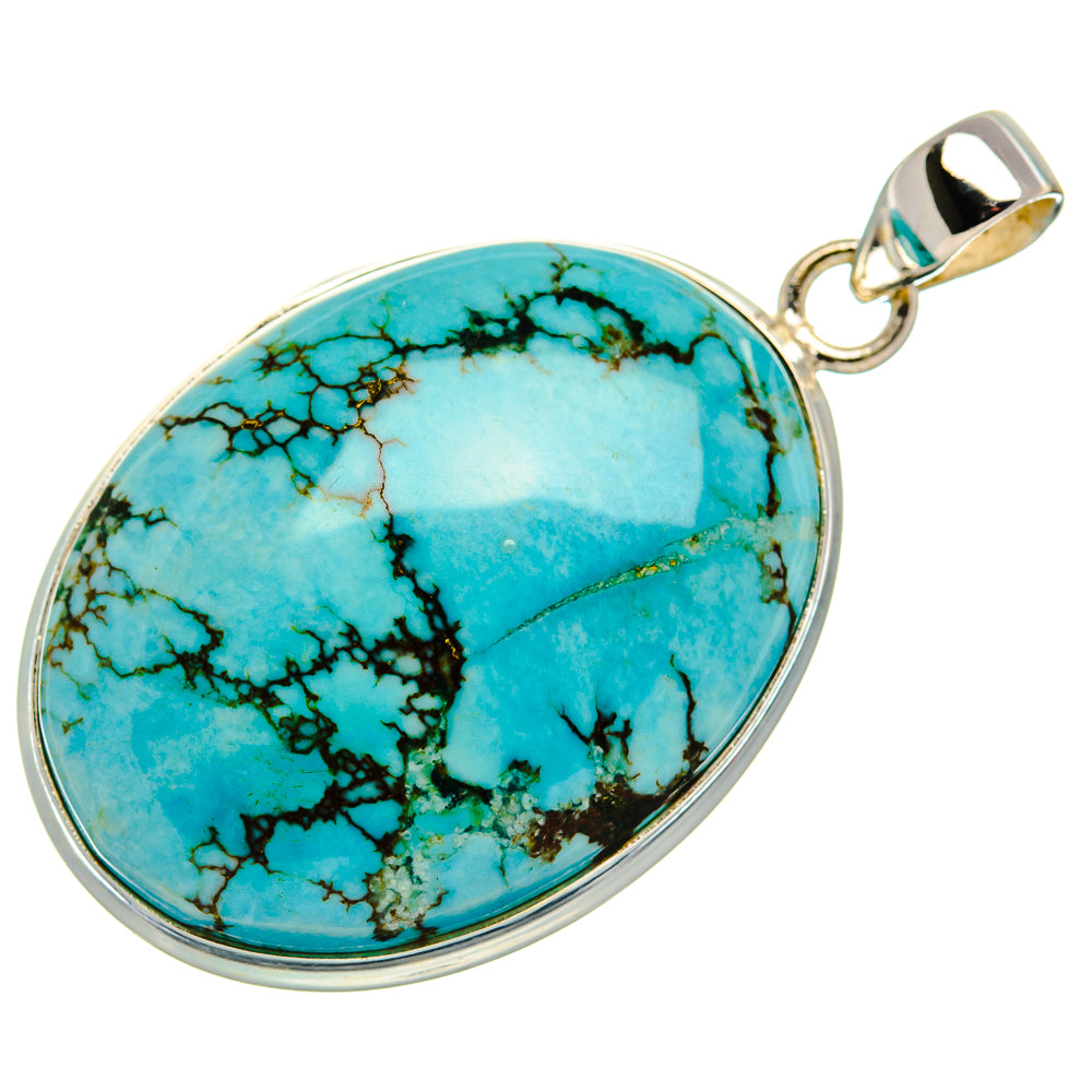 Tibetan Turquoise Pendant 1 7/8" (925 Sterling Silver) PD37034